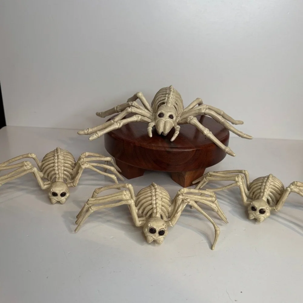 Halloween Skeleton‎ Spider Lot of 4 Creepy Skeleton Spiders Spooky Decor